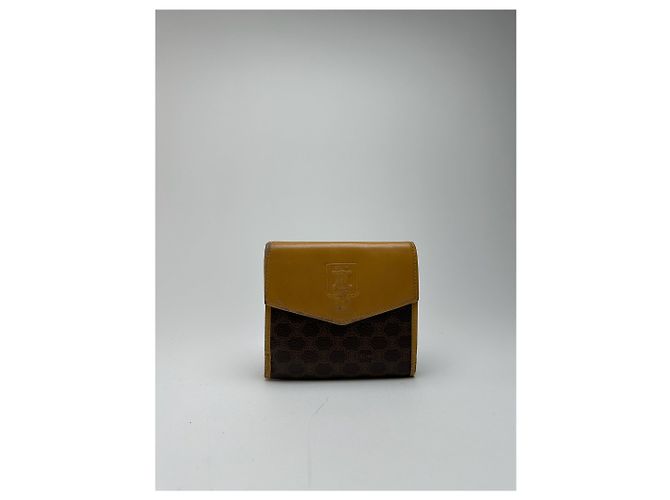 Céline Vintage Celine Leather Monogram Wallet Brown Yellow - view 11
