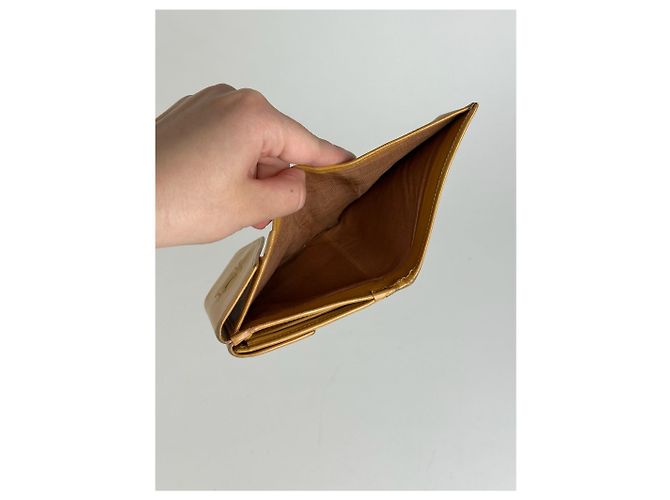 Céline Vintage Celine Leather Monogram Wallet Brown Yellow - view 5