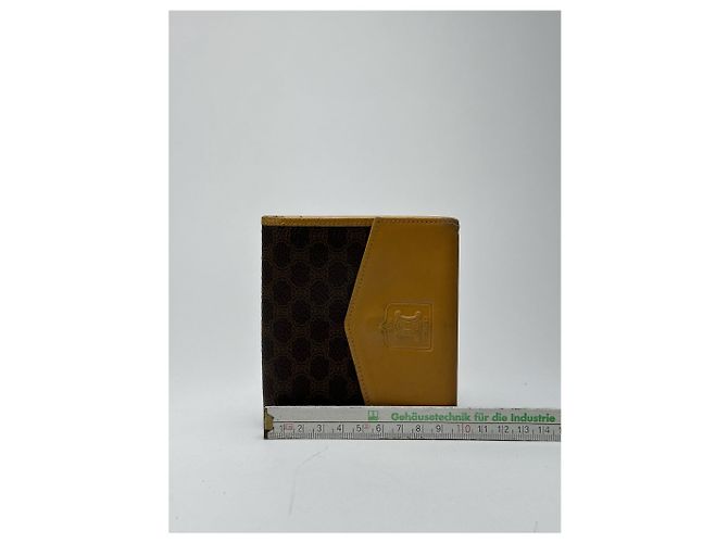 Céline Vintage Celine Leather Monogram Wallet Brown Yellow - view 6