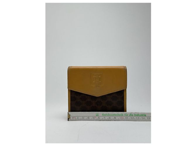 Céline Vintage Celine Leather Monogram Wallet Brown Yellow - view 7