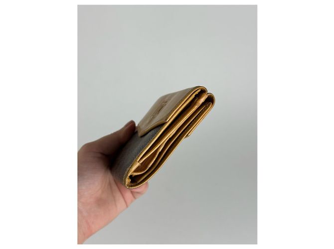 Céline Vintage Celine Leather Monogram Wallet Brown Yellow - view 8