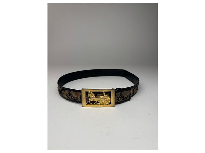 Céline Vintage Celine Macadam Leder Gürtel grau schwarz - Ansicht 10