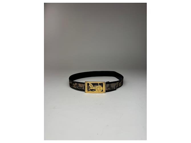 Céline Vintage Celine Macadam Leder Gürtel grau schwarz - Ansicht 2