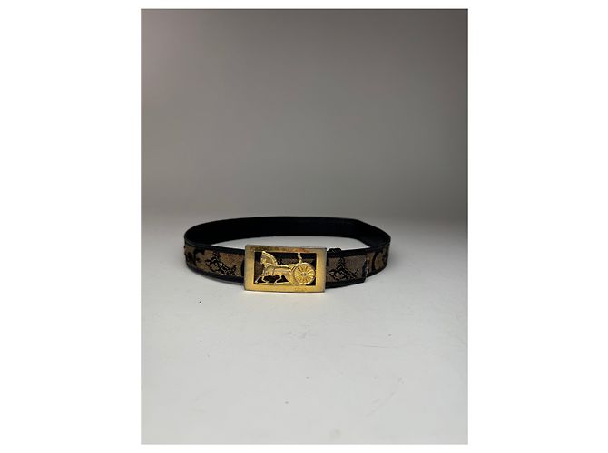 Céline Vintage Celine Macadam Leder Gürtel grau schwarz - Ansicht 7