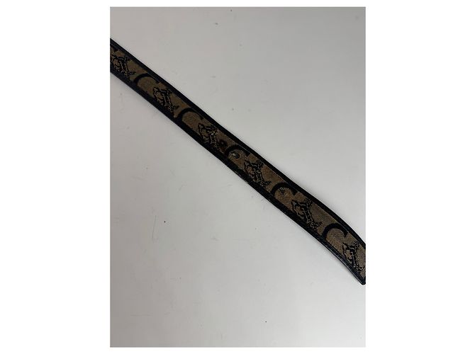 Céline Vintage Celine Macadam Leder Gürtel grau schwarz - Ansicht 8