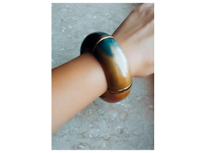 Autre Marque Braccialetto bangle in legno e resina Caramello - vista 2
