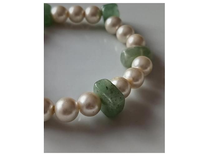 Autre Marque Bracciale Elastico perle e pietre Bianco sporco - vista 2