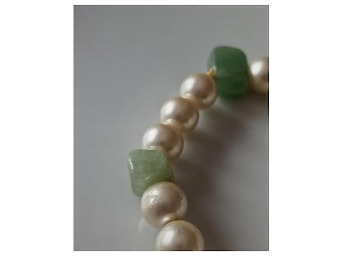 Autre Marque Bracciale Elastico perle e pietre Bianco sporco - vista 3