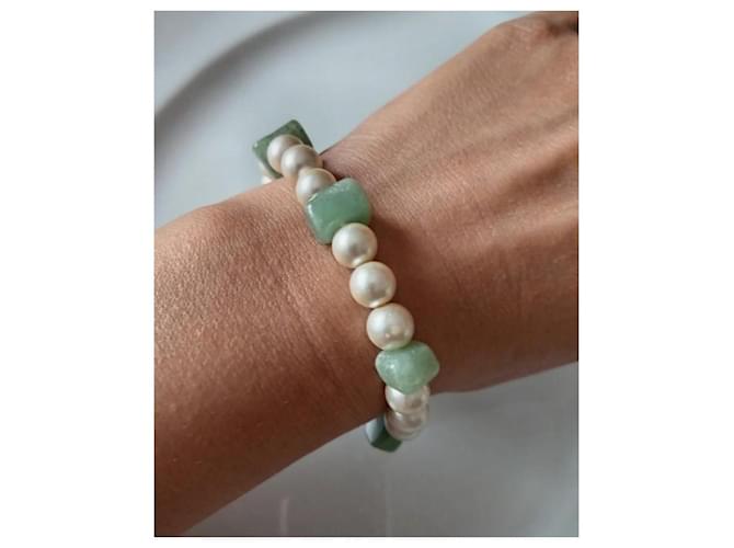 Autre Marque Bracciale Elastico perle e pietre Bianco sporco - vista 4