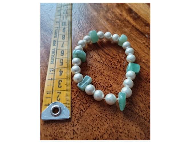 Autre Marque Bracciale Elastico perle e pietre Bianco sporco - vista 5