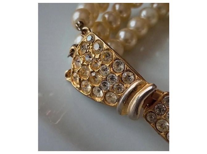 Autre Marque Bracciale vintage perle con chiusura gioiello Bianco sporco - vista 3