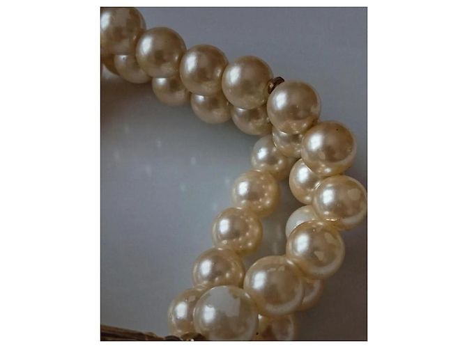 Autre Marque Bracciale vintage perle con chiusura gioiello Bianco sporco - vista 5
