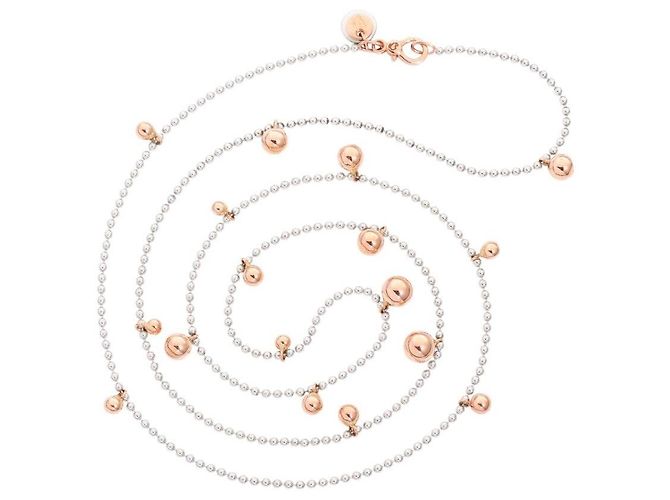 Dodo pomellato Collana bollicine in argento 925 con sfere in oro rosa 9K e piastrine in argento 925 e oro rosa 9K. D'oro - vista 3