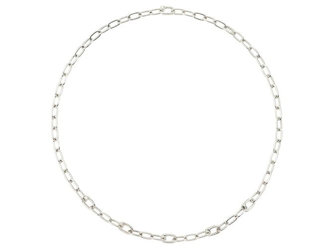 Dodo Pomellato 925 silver essentials necklace with 5 openable links plus one openable link as a closure. Silvery - view 2