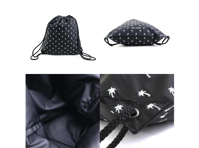 Zaino in nylon Saint Laurent Nero Bianco - vista 3