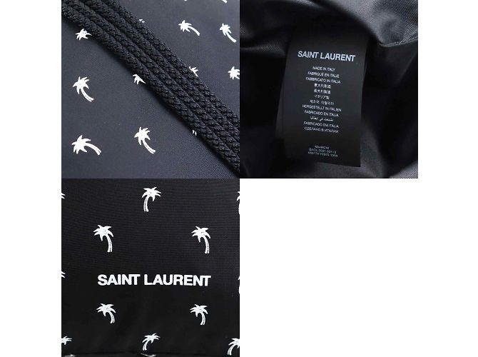Zaino in nylon Saint Laurent Nero Bianco - vista 5