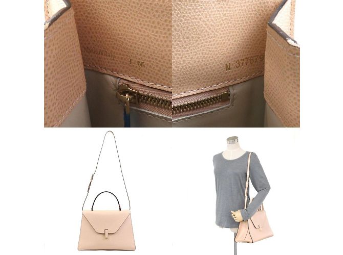Borsa in pelle beige rosa Valextra - vista 5