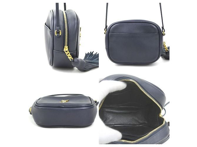 Borsa a spalla in pelle blu navy Saint Laurent - vista 2