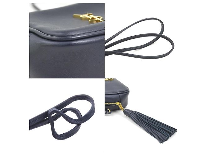 Borsa a spalla in pelle blu navy Saint Laurent - vista 3