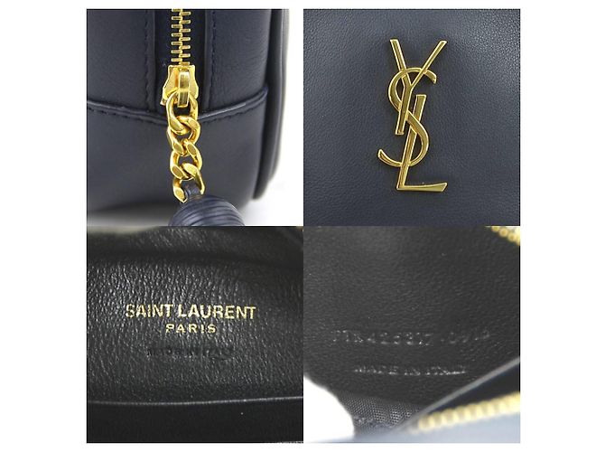 Borsa a spalla in pelle blu navy Saint Laurent - vista 4