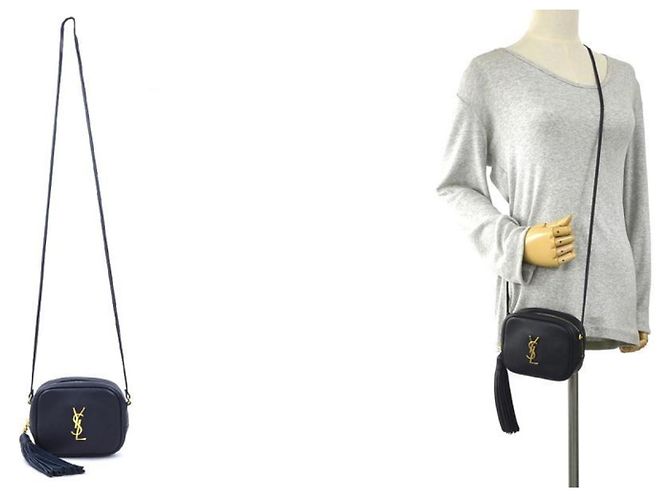 Borsa a spalla in pelle blu navy Saint Laurent - vista 5