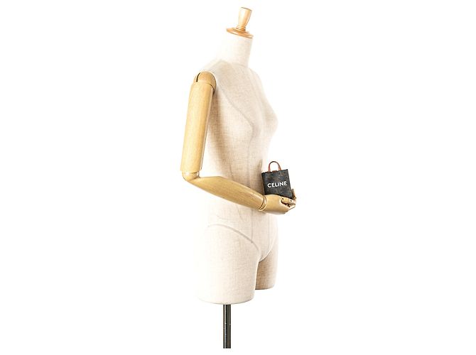 Céline Chaveiro Cabas Vertical em Lona Envernizada Micro Triomphe da Celine Brown Marrom Castanho escuro - vista 11
