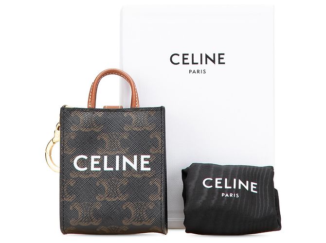 Céline Chaveiro Cabas Vertical em Lona Envernizada Micro Triomphe da Celine Brown Marrom Castanho escuro - vista 12