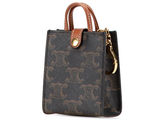 Céline Chaveiro Cabas Vertical em Lona Envernizada Micro Triomphe da Celine Brown Marrom Castanho escuro - vista 2