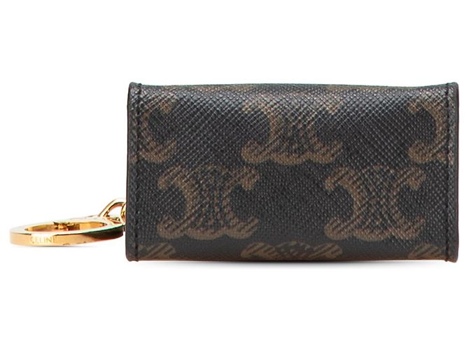 Céline Chaveiro Cabas Vertical em Lona Envernizada Micro Triomphe da Celine Brown Marrom Castanho escuro - vista 3