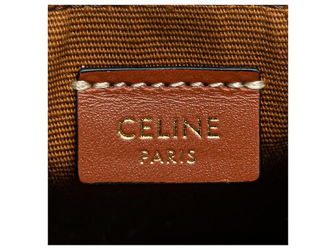 Céline Chaveiro Cabas Vertical em Lona Envernizada Micro Triomphe da Celine Brown Marrom Castanho escuro - vista 5