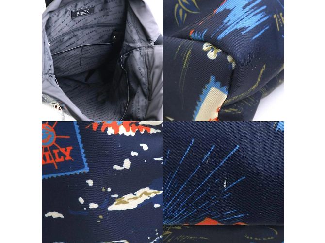 Zaino in nylon BALLY in nero e blu navy - vista 3