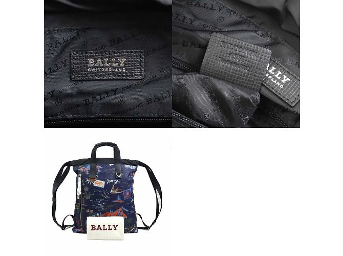 Zaino in nylon BALLY in nero e blu navy - vista 5