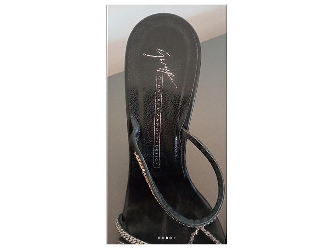 Giuseppe Zanotti Sandali in pelle con catene in metallo Nero - vista 4
