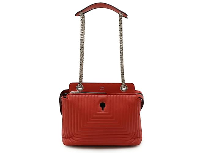 Fendi Dotcom Leder Schultertasche Rot - Ansicht 2