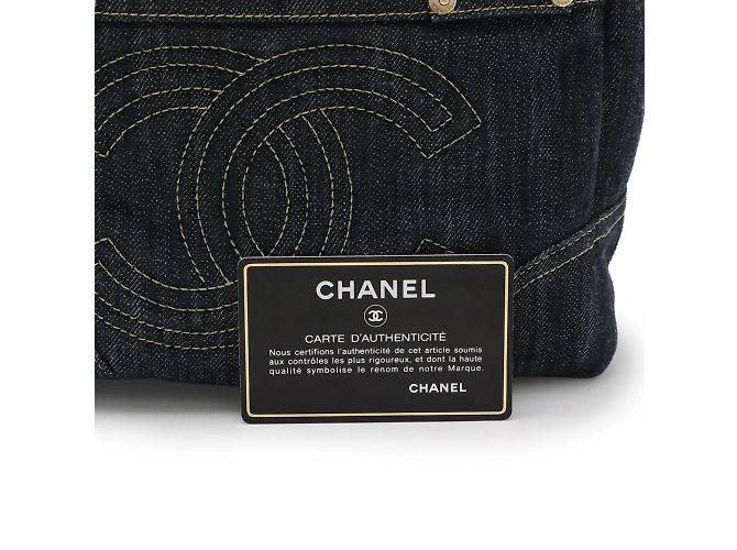 Borsa tote in denim scintillante CHANEL Blu - vista 10