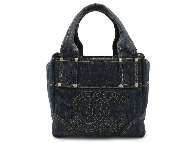 Borsa tote in denim scintillante CHANEL Blu - vista 2