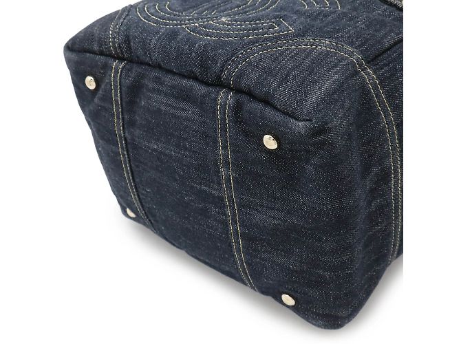 Borsa tote in denim scintillante CHANEL Blu - vista 4