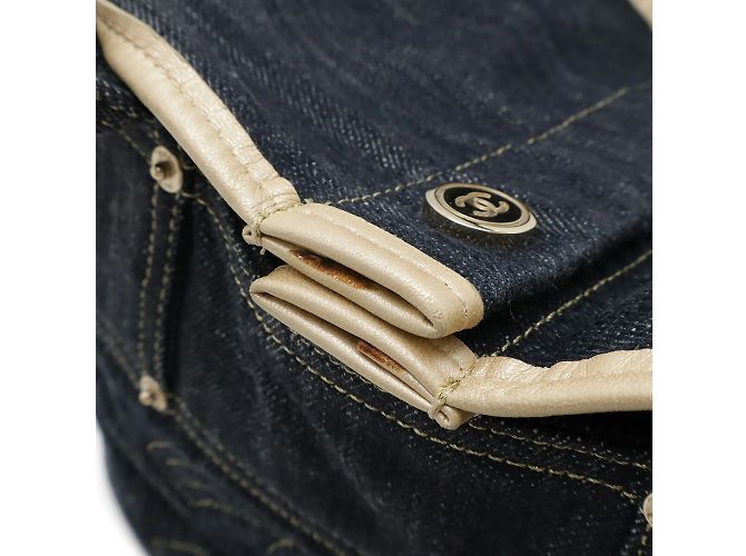 Borsa tote in denim scintillante CHANEL Blu - vista 5