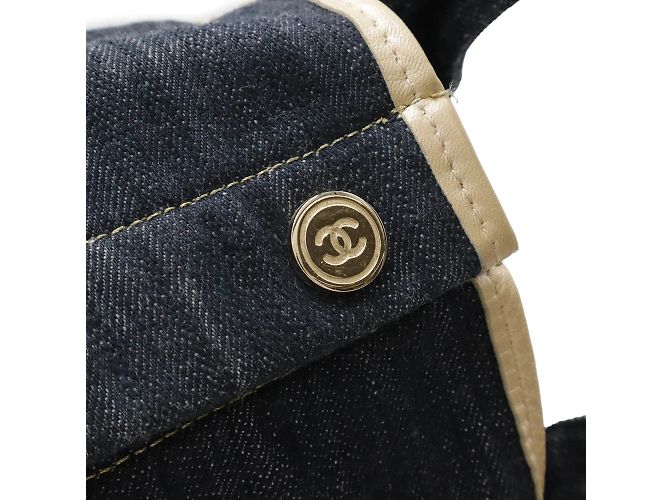 Borsa tote in denim scintillante CHANEL Blu - vista 6