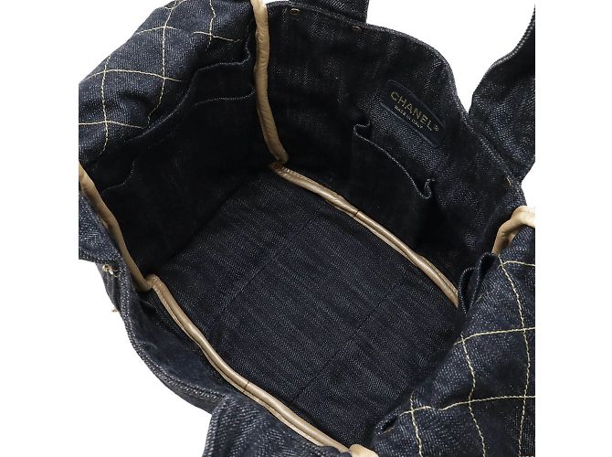 Borsa tote in denim scintillante CHANEL Blu - vista 8