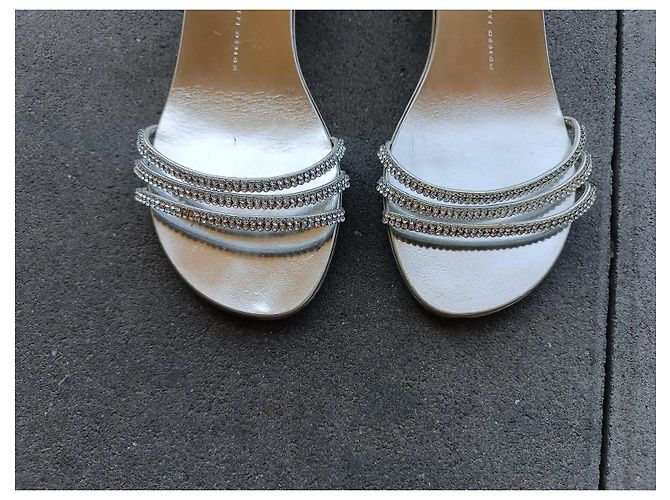 Sandali Giuseppe Zanotti in pelle argentata con strass Swarovski Argento - vista 2