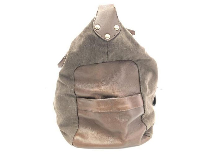 Borsa Boston in pelle marrone e tela Dolce & Gabbana - vista 3