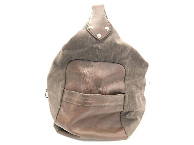 Borsa Boston in pelle marrone e tela Dolce & Gabbana - vista 4