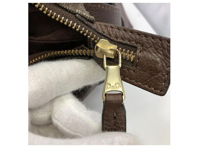Borsa Boston in pelle marrone e tela Dolce & Gabbana - vista 8