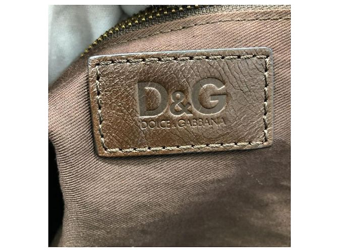 Borsa Boston in pelle marrone e tela Dolce & Gabbana - vista 9