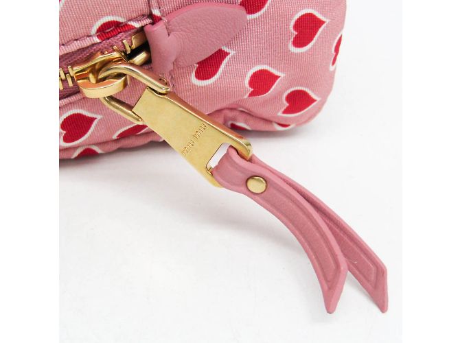Pochette in nylon Miu Miu Heart 5NE457 per donne Rosa Bianco Rosso - vista 13