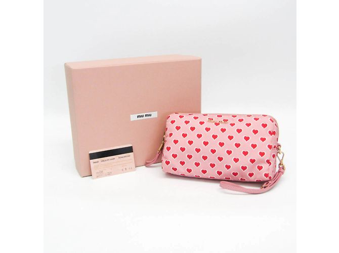 Pochette in nylon Miu Miu Heart 5NE457 per donne Rosa Bianco Rosso - vista 2