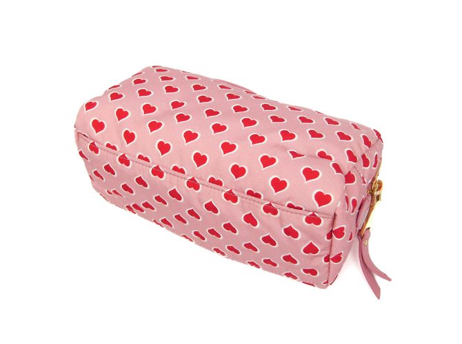 Pochette in nylon Miu Miu Heart 5NE457 per donne Rosa Bianco Rosso - vista 3