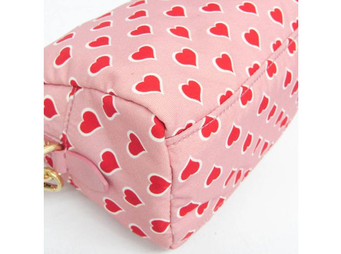 Pochette in nylon Miu Miu Heart 5NE457 per donne Rosa Bianco Rosso - vista 5