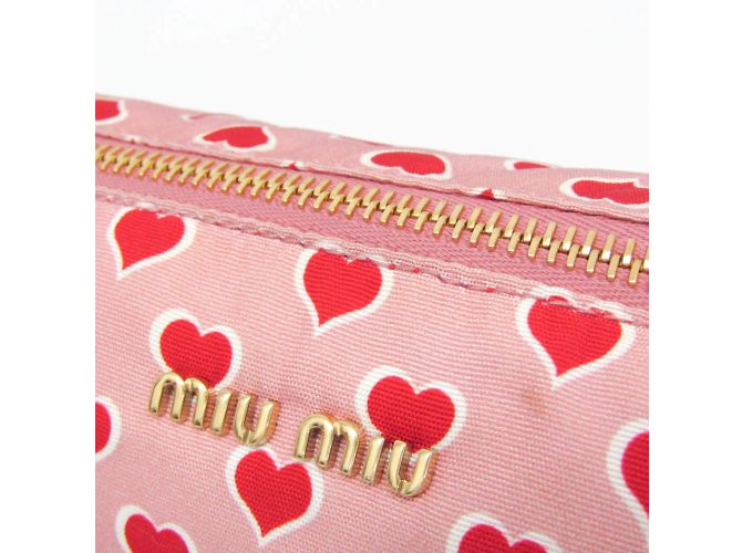 Pochette in nylon Miu Miu Heart 5NE457 per donne Rosa Bianco Rosso - vista 9